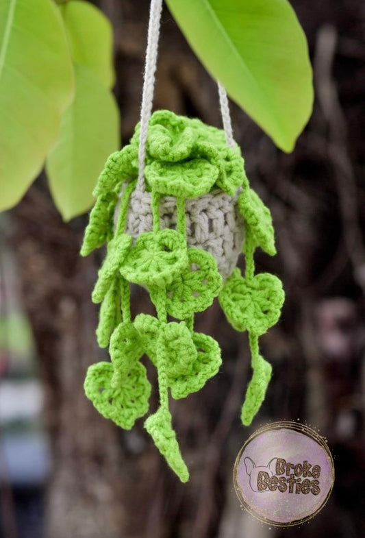 Monstera Crochet Hanging Car Charm