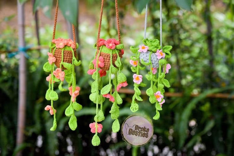 Spring Flower Crochet Hanging Car Charm